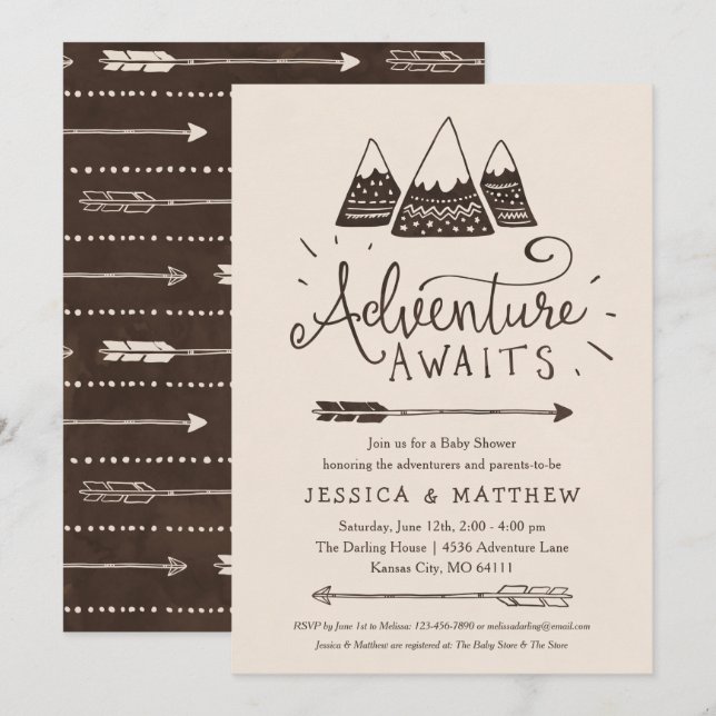 "Aventura Aguarda" Russos Convites para Bebês (Frente/Verso)