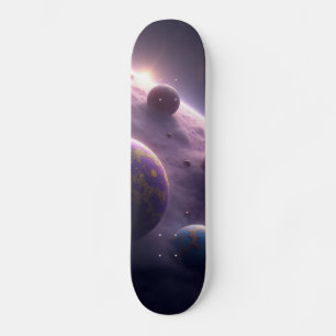 Aventura Cósmica: Design de Skateboard Espaço & Pl
