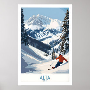 Aventura de Esqui Alta Utah Impressão - Wasatch