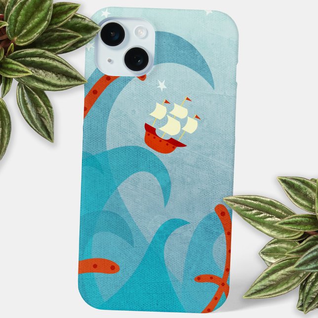 Aventura de Vela (Sailing boat sea monster fun cell phone case)