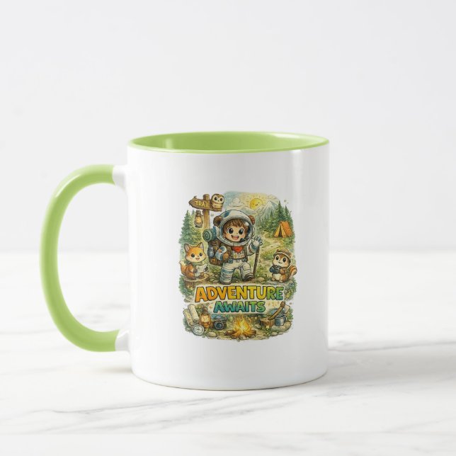 Aventura Espera Caneca de Café de Acampamento Fofa (Esquerda)