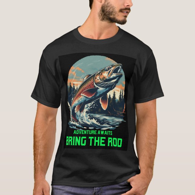 Aventura espera. Traga a camiseta da vara (Frente)
