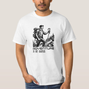 Aventura na minha mochila. T-shirt branca