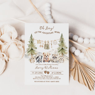 Aventura Woodland - Convite Para Chás de fraldas