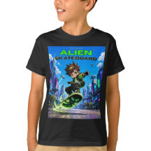 Aventuras de Crianças em um Skate Alien T-Shirt Gr