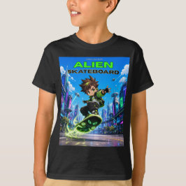 Aventuras de Crianças em um Skate Alien T-Shirt Gr
