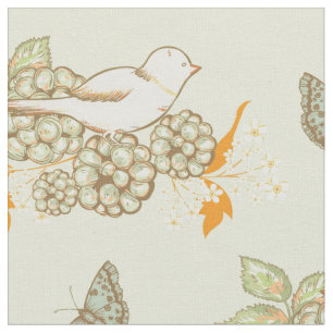Aves, Berries e Borboletas Tecido 2
