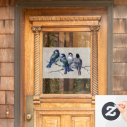 Aves Cinzas Azuis Elegantes em uma Vintage Branch