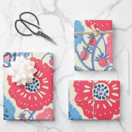 Aves De Arte Folhosas, Morangos E Impressão De Flo