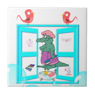 Aves De Banheira De Azulejo Branco De Alligador De