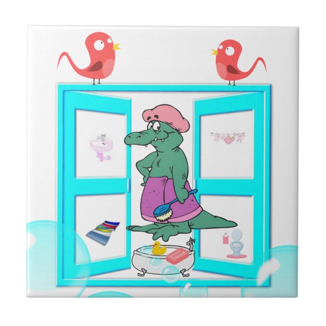 Aves De Banheira De Azulejo Branco De Alligador De (Frente)