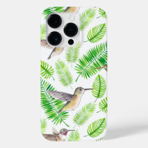 Aves de capoeira e folhas tropicais