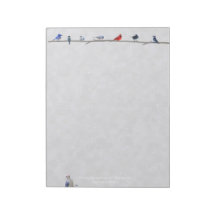 Aves de inverno com neve: papel do bloco de notas