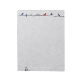 Aves de inverno com neve: papel do bloco de notas