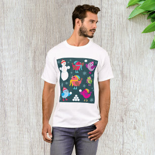 Aves De Inverno E Snowmen Mens T-Shirt