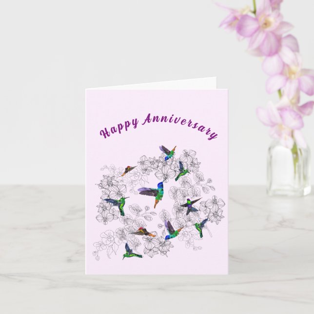Aves de Primavera de Aniversário com Cartão (Orquídea)