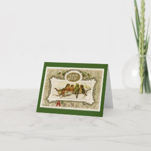 Aves De Vintagem No Cartão De Férias De Ramificaçã