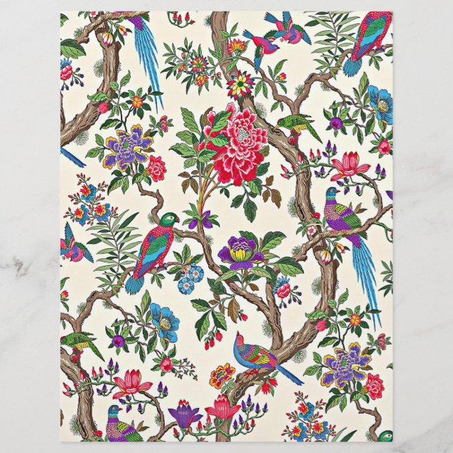 Aves de vintagem, vermelhas e roxas (Frente)