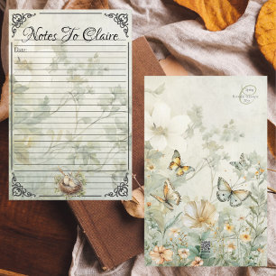 Aves e artigos de papelaria de flores selvagens