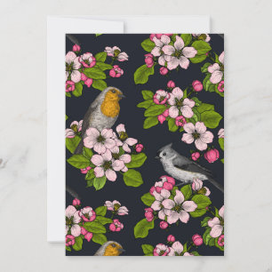 Aves e Blossomas em preto