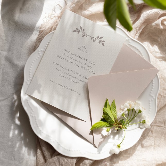 Aves e folhas, naves detalhes do casamento Cartão  (Criador carregado)