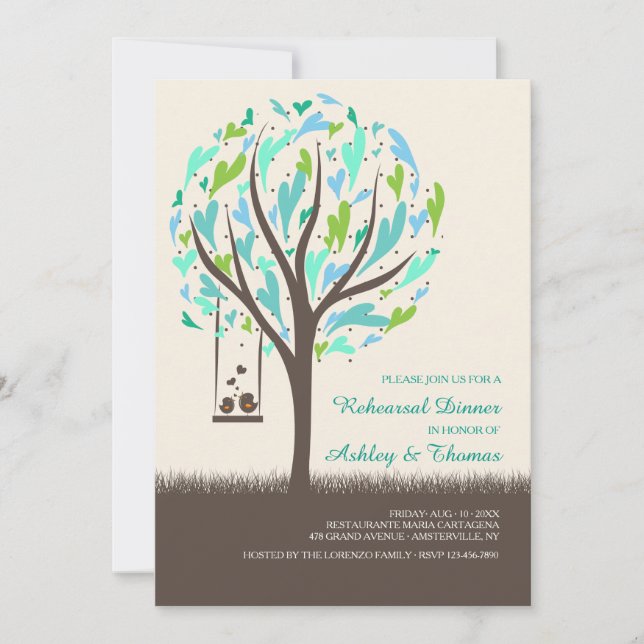 Aves Em Um Convite Para Swing (Frente)