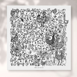 Aves, Impressão de Arte de Desenho Negro e Branco