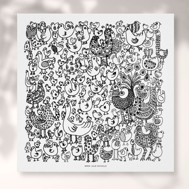 Aves, Impressão de Arte de Desenho Negro e Branco (Criador carregado)