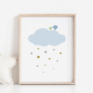 Aves na Nuvem do Céu e Poster de Arte do Estrelas