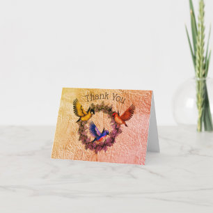 Aves No Cartões de agradecimentos De Flower Wreath