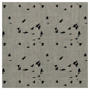 Aves no Tecido de Linen de Voo