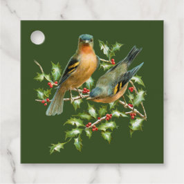 Aves Vintage em uma Etiqueta de presente de Natal