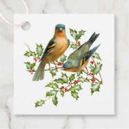 Aves Vintage em uma Etiqueta de presente de Natal
