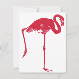 Aves Vintage, Flamingo Rosa com Uma Perna Subida