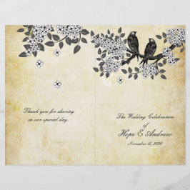 Aves Vintage no Branch Bi-Fold Wedding Program