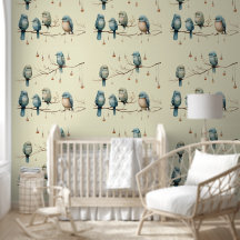 Aves Whimsical em Ramais Estilo de Vintage