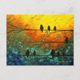Aves Whimsical Exclusivas em um Cartão Postal