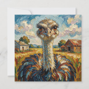 Avestruz com Impasto numa Fazenda   Em Branco
