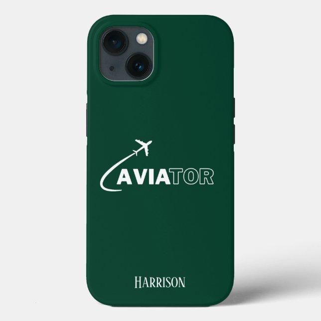 Aviador e avião,Minimalista,Iniciais Monogramas (Verso)