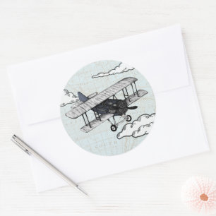Avião Antigo Selo de Envelope de Viagem Adesivo