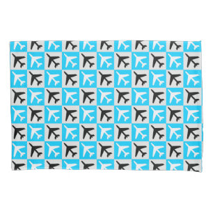 Avião de Jatos de Aviação Branca Geométrica Azul