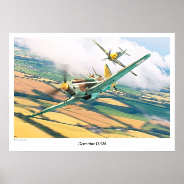 Aviation Art Poster "Dewoitine D.520" (Frente)