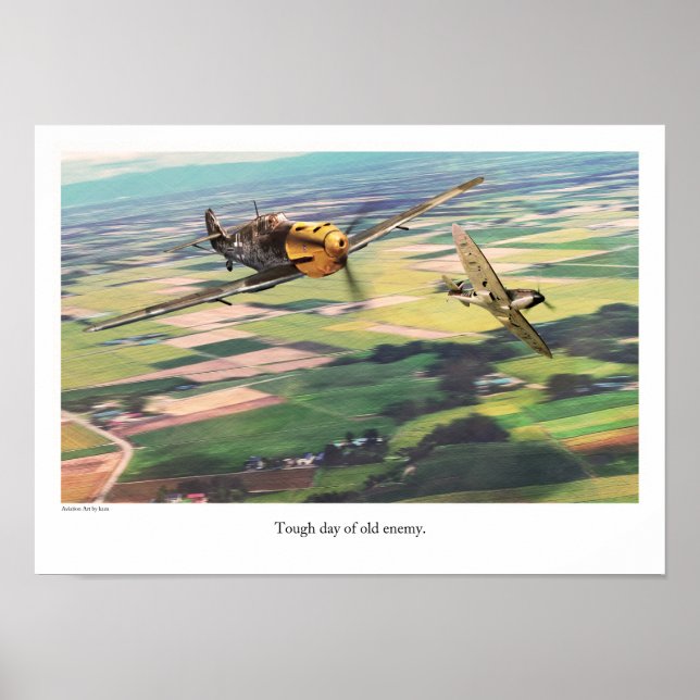 Aviation Art Poster "Messerschmitt Bf 109" (Frente)