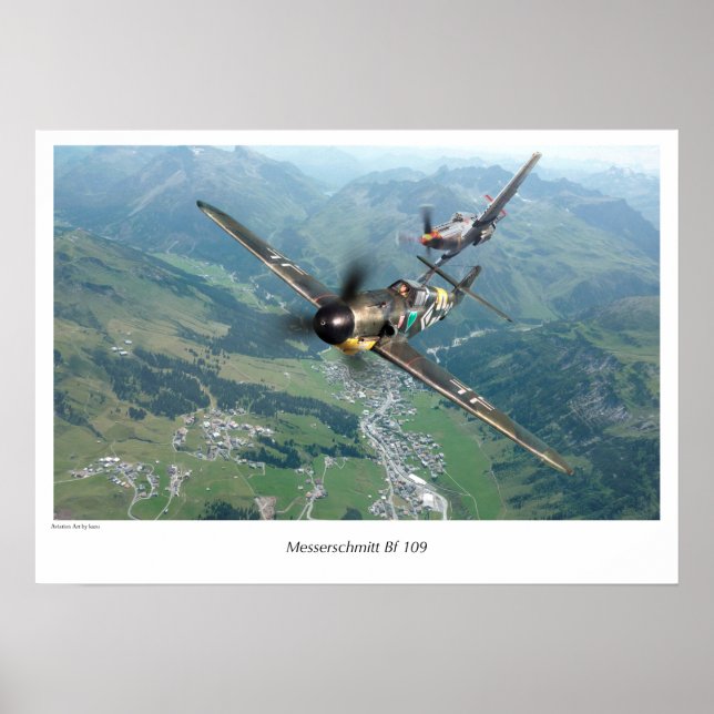 Aviation Art Poster "Messerschmitt Bf 109" (Frente)
