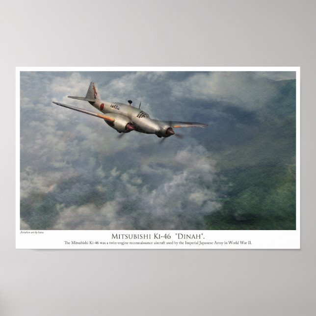 Aviation art Poster 　Mitsubishi Ki-46 "Dinah" (Frente)
