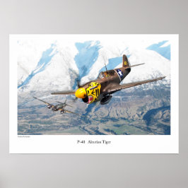 Aviation Art Poster "P-40 Aleutian Tiger"