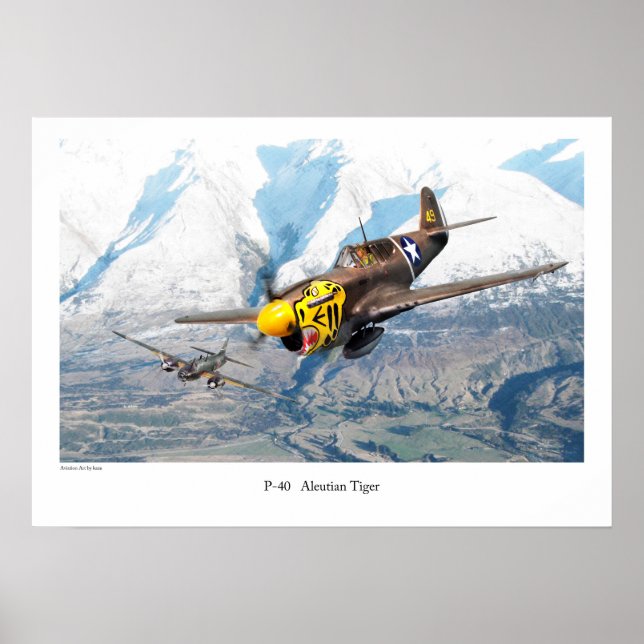 Aviation Art Poster "P-40 Aleutian Tiger" (Frente)