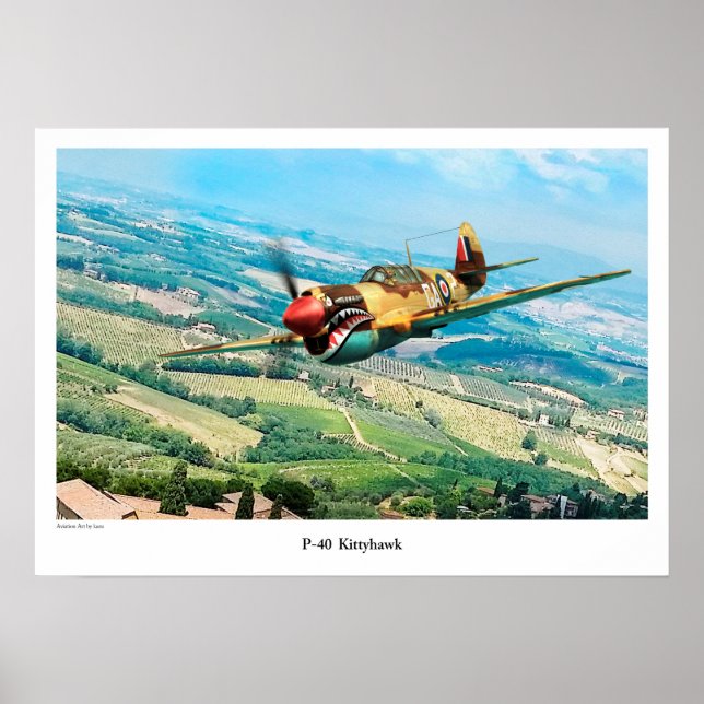 Aviation Art Poster "P-40  Kittyhawk" (Frente)