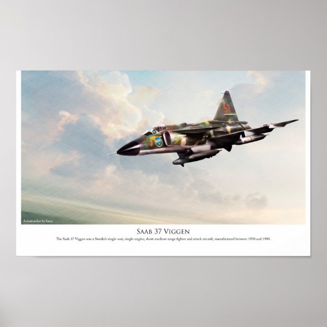 Aviation Art Poster "Saab 37 Viggen" (Frente)