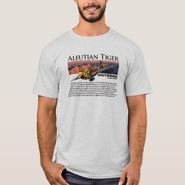 Aviation Art T-shirt “P-40 Aleutian Tiger " (Frente)